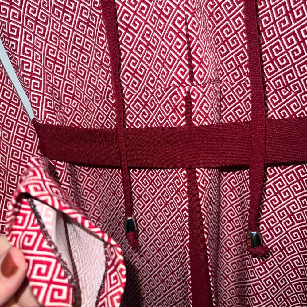 Geometric Patterned Red Dress - image 4